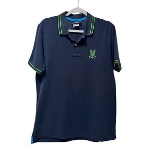 Psycho Bunny Men's Navy and Green Polo Shirt